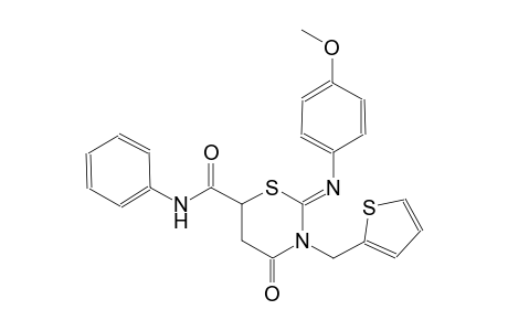 (2Z)-2-[(4-methoxyphenyl)imino]-4-oxo-N-phenyl-3-(2-thienylmethyl)tetrahydro-2H-1,3-thiazine-6-carboxamide