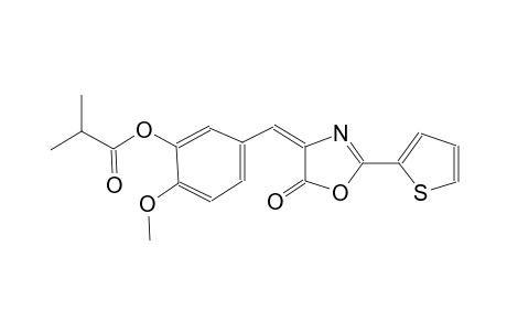 2-methoxy-5-[(E)-(5-oxo-2-(2-thienyl)-1,3-oxazol-4(5H)-ylidene)methyl]phenyl 2-methylpropanoate