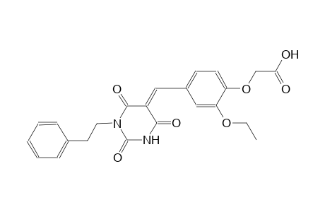 {2-ethoxy-4-[(E)-(2,4,6-trioxo-1-(2-phenylethyl)tetrahydro-5(2H)-pyrimidinylidene)methyl]phenoxy}acetic acid