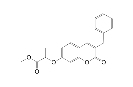 propanoic acid, 2-[[4-methyl-2-oxo-3-(phenylmethyl)-2H-1-benzopyran-7-yl]oxy]-, methyl ester