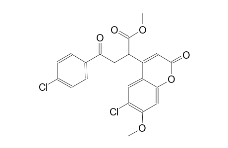 2H-1-benzopyran-4-acetic acid, 6-chloro-alpha-[2-(4-chlorophenyl)-2-oxoethyl]-7-methoxy-2-oxo-, methyl ester