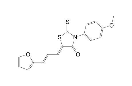 (5Z)-5-[(2E)-3-(2-furyl)-2-propenylidene]-3-(4-methoxyphenyl)-2-thioxo-1,3-thiazolidin-4-one