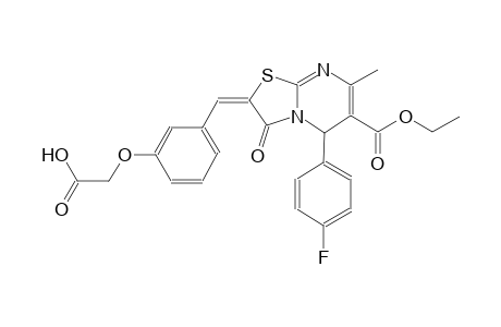 {3-[(E)-(6-(ethoxycarbonyl)-5-(4-fluorophenyl)-7-methyl-3-oxo-5H-[1,3]thiazolo[3,2-a]pyrimidin-2(3H)-ylidene)methyl]phenoxy}acetic acid