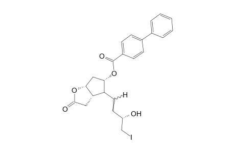 hexahydro-5-hydroxy-4-(3-hydroxy-4-iodo-1-butenyl)-2H-cyclopenta[b]furan-2-one, 5-(p-phenylbenzoate)(alpha isomer)