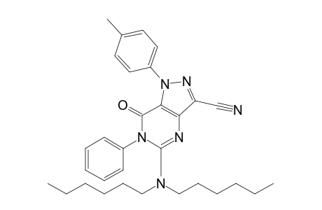 3-Cyano-5-dihexylamino-6-phenyl-1-p-tolyl-1H-pyrazolo[4,3-d]pyrimidin-7(6H)-one