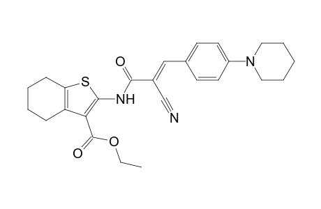 Ethyl 2-(2-cyano-3-(4-(piperidin-1-yl)phenyl)acrylamido)-4,5,6,7-tetrahydrobenzo[b]thiophene-3-carboxylate