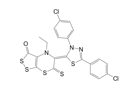 (E)-4-ETHYL-3-OXO-5-[3,5-DI-(4-CHLOROPHENYL)-[1,3,4]-THIADIAZOL-2-YLIDENYL]-[1,2]-DITHIOLO-[3,4-B]-[1,4]-THIAZINE-6-THIONE