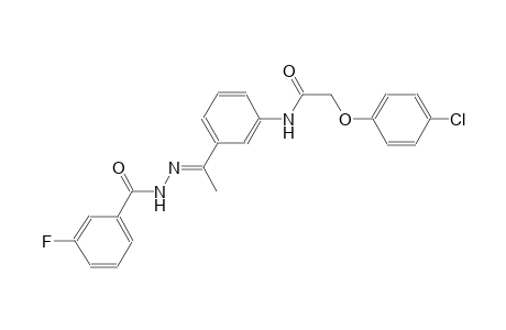 2-(4-chlorophenoxy)-N-{3-[(1E)-N-(3-fluorobenzoyl)ethanehydrazonoyl]phenyl}acetamide