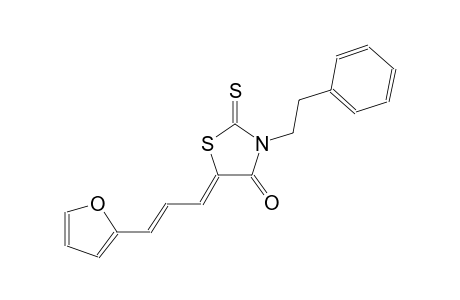(5Z)-5-[(2E)-3-(2-furyl)-2-propenylidene]-3-(2-phenylethyl)-2-thioxo-1,3-thiazolidin-4-one