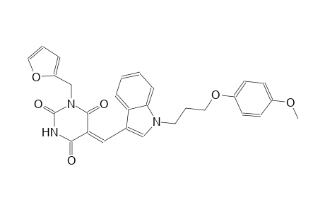 (5Z)-1-(2-furylmethyl)-5-({1-[3-(4-methoxyphenoxy)propyl]-1H-indol-3-yl}methylene)-2,4,6(1H,3H,5H)-pyrimidinetrione