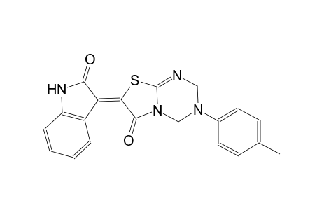 (7Z)-3-(4-methylphenyl)-7-(2-oxo-1,2-dihydro-3H-indol-3-ylidene)-3,4-dihydro-2H-[1,3]thiazolo[3,2-a][1,3,5]triazin-6(7H)-one