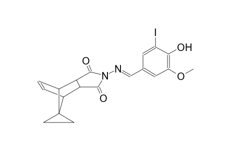 (3aR,4R,7S,7aS)-2-((E)-(4-hydroxy-3-iodo-5-methoxybenzylidene)amino)-3a,4,7,7a-tetrahydro-1H-spiro[4,7-methanoisoindole-8,1'-cyclopropane]-1,3(2H)-dione