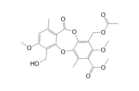11H-Dibenzo[b,e][1,4]dioxepin-7-carboxylic acid, 9-[(acetyloxy)methyl]-4-(hydroxymethyl)-3,8-dimethoxy-1,6-dimethyl-11-oxo-, methyl ester