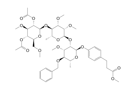 #9;PARA-(2-METHOXYCARBONYLETHYL)-PHENYL-O-(2,4-DI-O-ACETYL-3,6-DI-O-METHYL-BETA-D-GLUCOPYRANOSYL)-(1->4)-O-(2,3-DI-O-METHYL-ALPHA-L-RHAMNOPYRANOSYL)-(1->2)-4-O