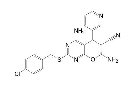 4,7-bis(azanyl)-2-[(4-chlorophenyl)methylsulfanyl]-5-pyridin-3-yl-5H-pyrano[2,3-d]pyrimidine-6-carbonitrile