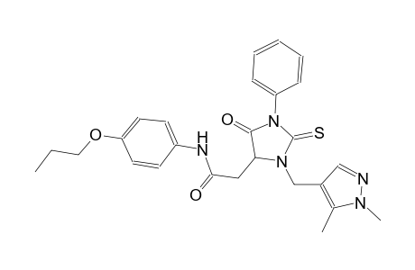 2-{3-[(1,5-dimethyl-1H-pyrazol-4-yl)methyl]-5-oxo-1-phenyl-2-thioxo-4-imidazolidinyl}-N-(4-propoxyphenyl)acetamide