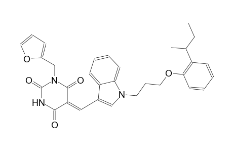(5Z)-5-({1-[3-(2-sec-butylphenoxy)propyl]-1H-indol-3-yl}methylene)-1-(2-furylmethyl)-2,4,6(1H,3H,5H)-pyrimidinetrione