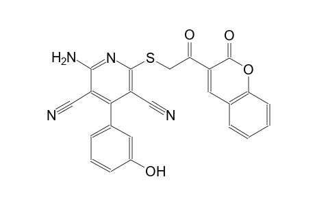 3,5-pyridinedicarbonitrile, 2-amino-4-(3-hydroxyphenyl)-6-[[2-oxo-2-(2-oxo-2H-1-benzopyran-3-yl)ethyl]thio]-