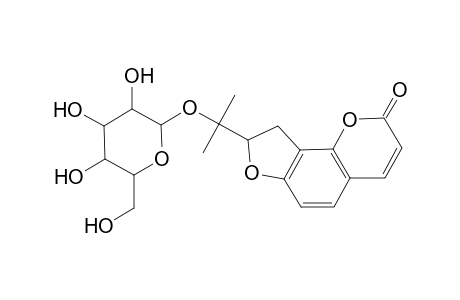2H-Furo[2,3-h]-1-benzopyran-2-one, 8-[1-(.beta.-D-glucopyranosyloxy)-1-methylethyl]-8,9-dihydro-, (S)-