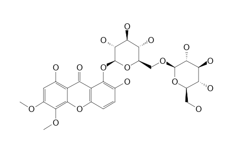 TRIPTEXANTHOSIDE-E;1,2,8-TRIHYDROXY-5,6-DIMETHOXYXANTHONE-1-O-(6'-O-BETA-D-GLUCOPYRANOSYL)-BETA-D-GLUCOPYRANOSIDE