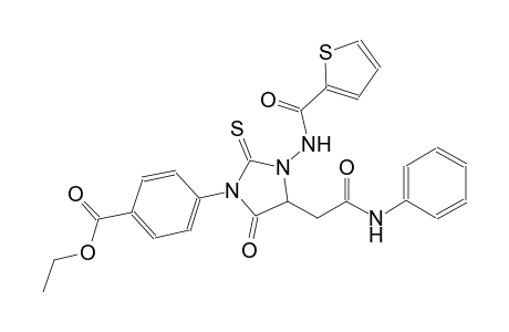 4-[4-(2-anilino-2-keto-ethyl)-5-keto-3-(2-thenoylamino)-2-thioxo-imidazolidin-1-yl]benzoic acid ethyl ester