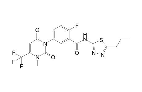 2-fluoro-5-[3-methyl-2,6-dioxo-4-(trifluoromethyl)pyrimidin-1-yl]-N-(5-propyl-1,3,4-thiadiazol-2-yl)benzamide