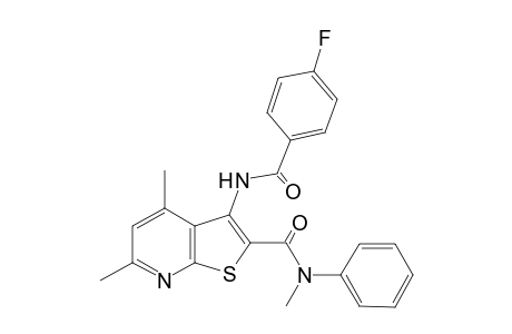 3-C-(4-fluorobenzene)-2-N,4,6-trimethyl-2-N-phenylthieno[2,3-b]pyridine-2,3-diamido