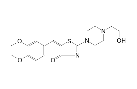 (5E)-5-(3,4-dimethoxybenzylidene)-2-[4-(2-hydroxyethyl)-1-piperazinyl]-1,3-thiazol-4(5H)-one