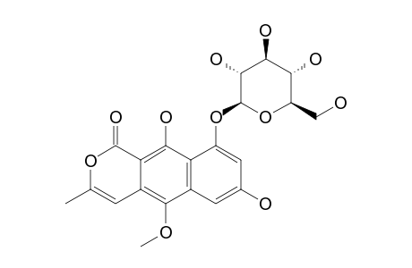 7,9,10-TRIHYDROXY-5-METHOXY-3-METHYL-1-H-NAPHTHO-[2.3-C]-PYRAN-1-ONE-9-O-BETA-D-GLUCOPYRANOSIDE