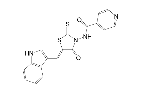 N-[(5Z)-5-(1H-indol-3-ylmethylene)-4-oxo-2-thioxo-1,3-thiazolidin-3-yl]isonicotinamide