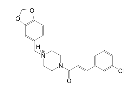 1-(1,3-benzodioxol-5-ylmethyl)-4-[(2E)-3-(3-chlorophenyl)-2-propenoyl]piperazin-1-ium