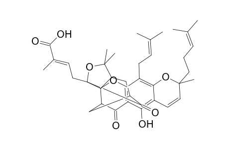 2-Butenoic acid, 2-methyl-4-[3a,4,5,7-tetrahydro-8-hydroxy-3,3,11-trimethyl-13-(3-methyl-2-butenyl)-11-(4-methyl-3-pentenyl)-7,15-dioxo-1,5-methano-1H,3H,11H-furo[3,4-g]pyrano[3,2-b]xanthen-1-yl]-, [1R-[1.alpha.,1(Z),3a.beta.,5.alpha.,11.beta.,14aS*]]-