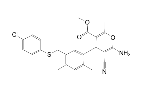 methyl 6-amino-4-(5-{[(4-chlorophenyl)sulfanyl]methyl}-2,4-dimethylphenyl)-5-cyano-2-methyl-4H-pyran-3-carboxylate
