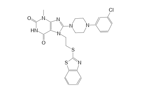 7-[2-(1,3-benzothiazol-2-ylsulfanyl)ethyl]-8-[4-(3-chlorophenyl)-1-piperazinyl]-3-methyl-3,7-dihydro-1H-purine-2,6-dione