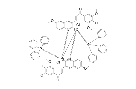 BIS-[(1E)-3-OXO-3-(3,4,5-TRIMETHOXYPHENYL)-1-PROPENYL-(6-METHOXYQUINOLIN-2-YL)-(TRIPHENYLPHOSPHINE)-PALLADIUM-(II)-CHLORIDE]