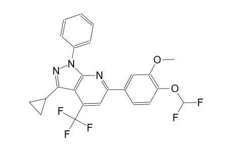 1H-pyrazolo[3,4-b]pyridine, 3-cyclopropyl-6-[4-(difluoromethoxy)-3-methoxyphenyl]-1-phenyl-4-(trifluoromethyl)-