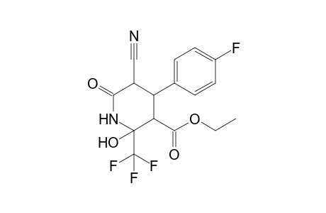 Ethyl 5-cyano-2-hydroxy-6-oxo-4-(p-fluorophenyl)-2-(trifluoromethyl)piperidine-3-carboxylate