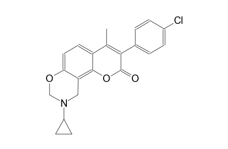 2H,8H-pyrano[2,3-f][1,3]benzoxazin-2-one, 3-(4-chlorophenyl)-9-cyclopropyl-9,10-dihydro-4-methyl-