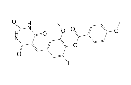 2-iodo-6-methoxy-4-[(2,4,6-trioxotetrahydro-5(2H)-pyrimidinylidene)methyl]phenyl 4-methoxybenzoate