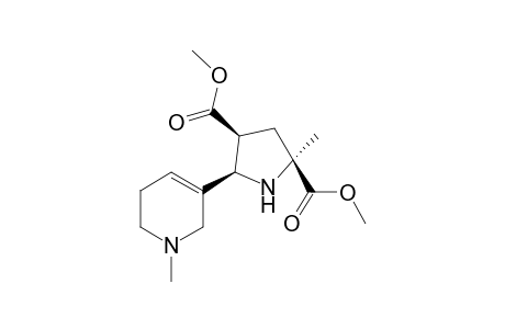Dimethyl 2-methyl-c-5-(1'-methyl-1,'2',5'-6'-tetrahydropyrid-3'-yl)pyrrolidine-r-2,c-4-dicarboxylate