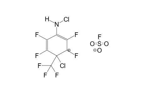 1-CHLORO-1-TRIFLUOROMETHYL-4-CHLOROAMINOPENTAFLUOROBENZOLONIUMFLUOROSULPHATE