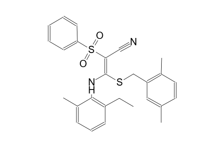 2-propenenitrile, 3-[[(2,5-dimethylphenyl)methyl]thio]-3-[(2-ethyl-6-methylphenyl)amino]-2-(phenylsulfonyl)-, (2E)-