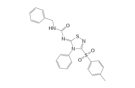 (1Z)-1-[3-(4-methylphenyl)sulfonyl-4-phenyl-1,2,4-thiadiazol-5-ylidene]-3-(phenylmethyl)urea