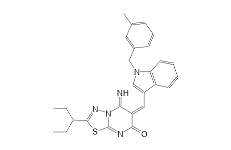 (6E)-2-(1-ethylpropyl)-5-imino-6-{[1-(3-methylbenzyl)-1H-indol-3-yl]methylene}-5,6-dihydro-7H-[1,3,4]thiadiazolo[3,2-a]pyrimidin-7-one
