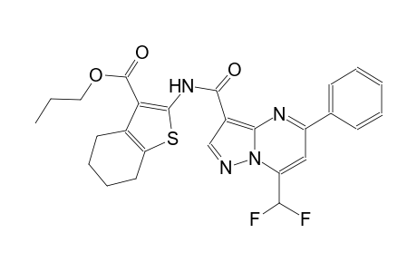 propyl 2-({[7-(difluoromethyl)-5-phenylpyrazolo[1,5-a]pyrimidin-3-yl]carbonyl}amino)-4,5,6,7-tetrahydro-1-benzothiophene-3-carboxylate