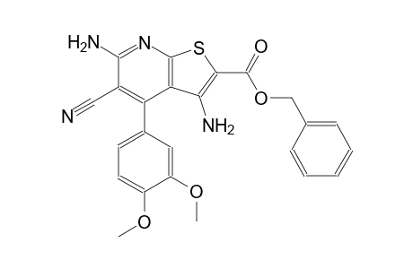 thieno[2,3-b]pyridine-2-carboxylic acid, 3,6-diamino-5-cyano-4-(3,4-dimethoxyphenyl)-, phenylmethyl ester