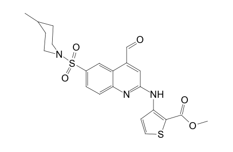 3-[4-formyl-6-(4-methyl-piperidine-1-sulfonyl)-quinolin-2-ylamino]-thiophene-2-carboxylic acid methyl ester