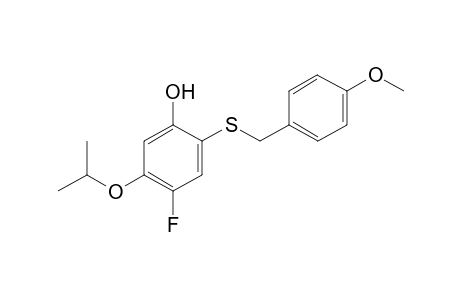 4-fluoranyl-2-[(4-methoxyphenyl)methylsulfanyl]-5-propan-2-yloxy-phenol