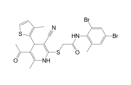 2-[[5-acetyl-3-cyano-6-methyl-4-(3-methyl-2-thienyl)-1,4-dihydropyridin-2-yl]sulfanyl]-N-(2,4-dibromo-6-methyl-phenyl)acetamide