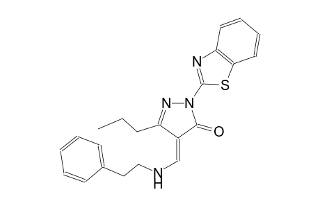 (4E)-2-(1,3-benzothiazol-2-yl)-4-{[(2-phenylethyl)amino]methylene}-5-propyl-2,4-dihydro-3H-pyrazol-3-one